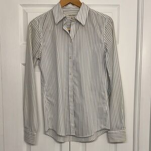 Banana Republic White and Blue Striped Button Down Shirt